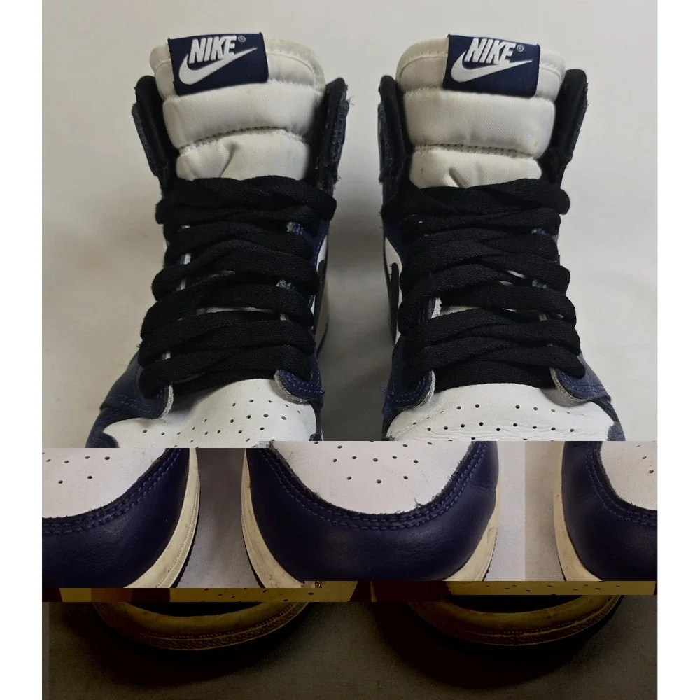 Jordan 1 Retro High Kids Shoe Midnight Navy/Black-White-Sail US Size 2.5Y